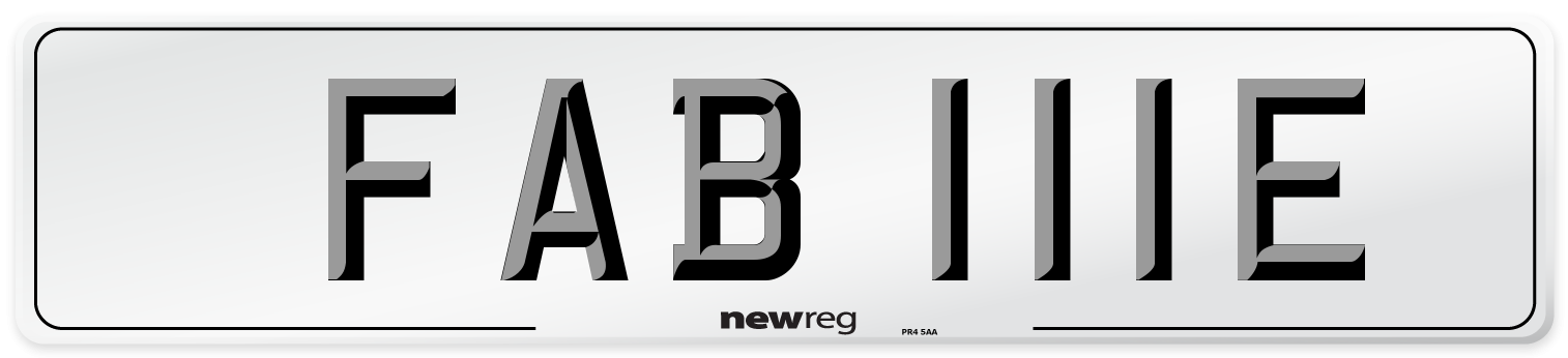 FAB 111E Number Plate from New Reg